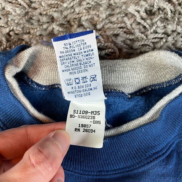 Vintage 90s Champion Sweater Mens Extra Large XL Blue Spell Out Embroidered Logo - Picture 4 of 11